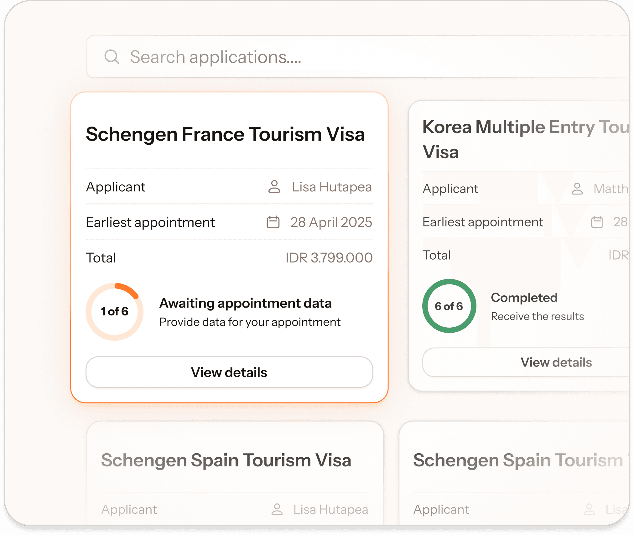Track your visa applications preview